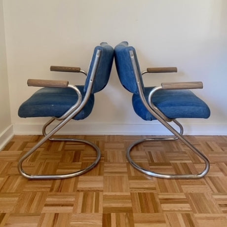 Denim & Cowhide Accent Chairs