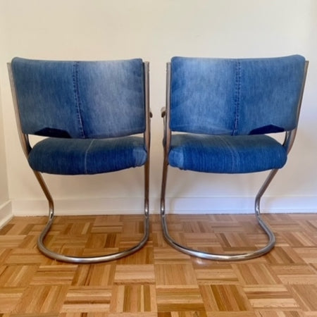 Denim & Cowhide Accent Chairs