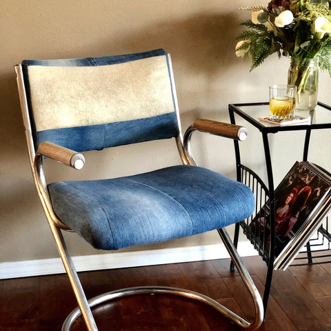 Denim & Cowhide Accent Chairs