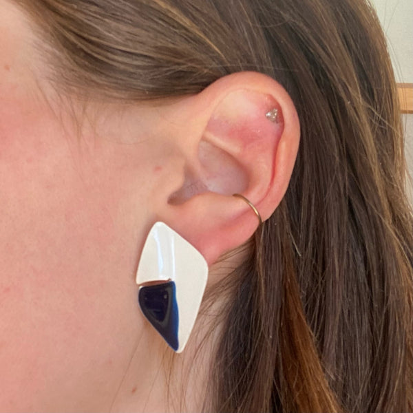 Blue and White 80's Earrings