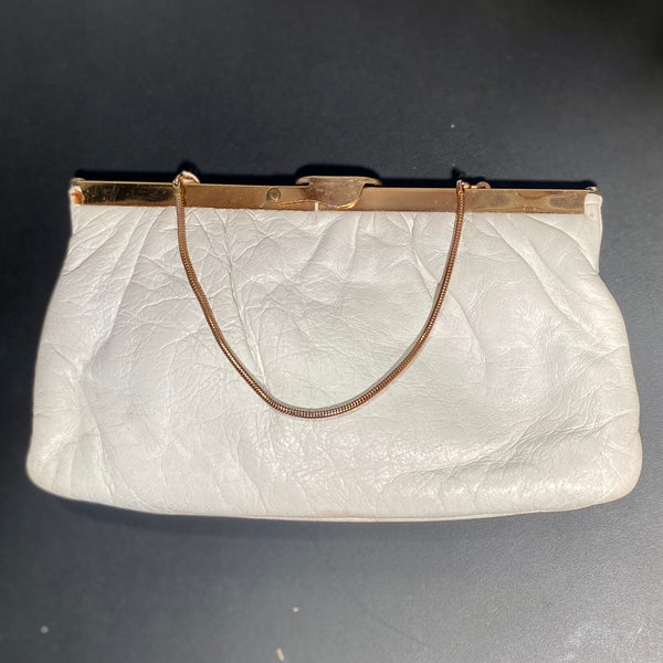 Vintage White Leather Purse