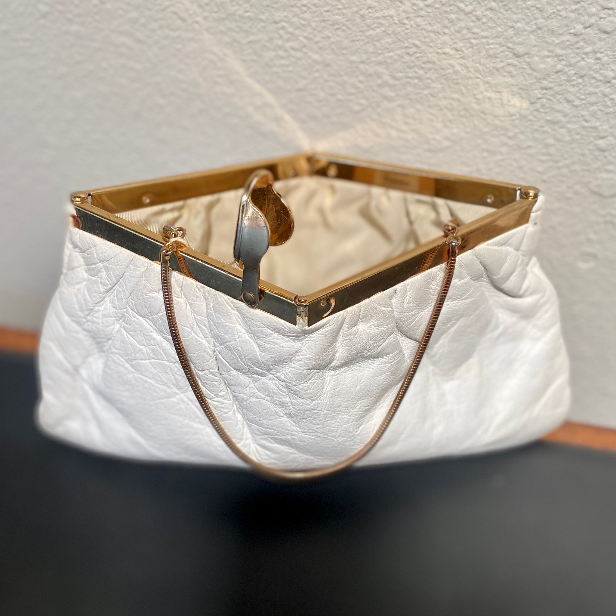 Vintage White Leather Purse